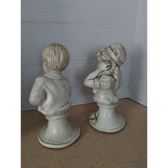 J Kendrick Universal Statuary Corp Chicago Bust Statue Saxophone Boy Girl 1971 - Picture 2 of 8